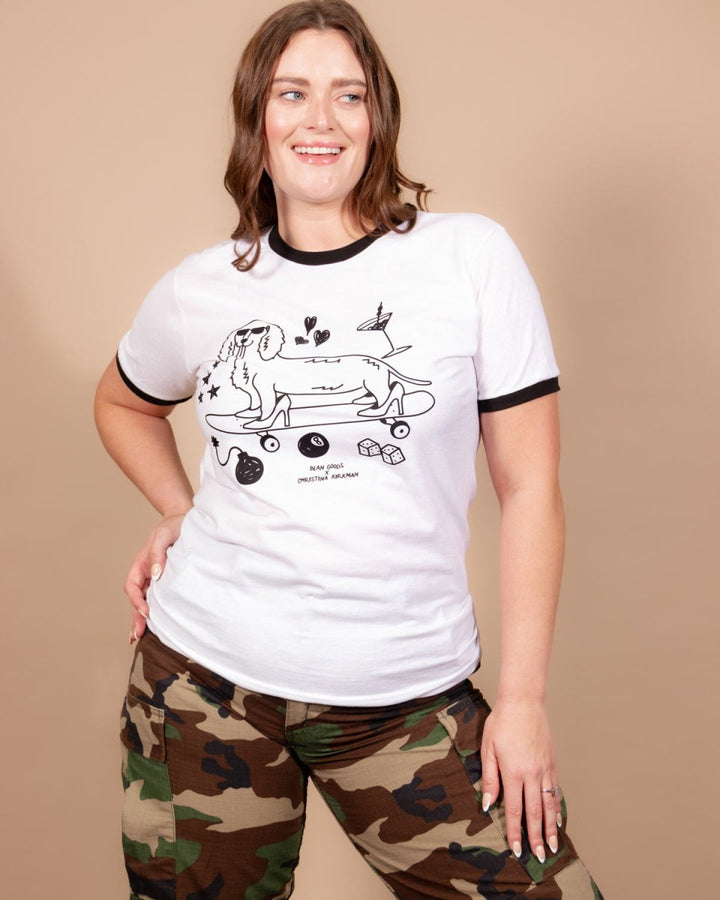 hot dogs & high heels society unisex ringer tee - bean goods
