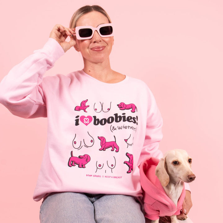 i love boobies x wieners unisex crew sweatshirt - bean goods
