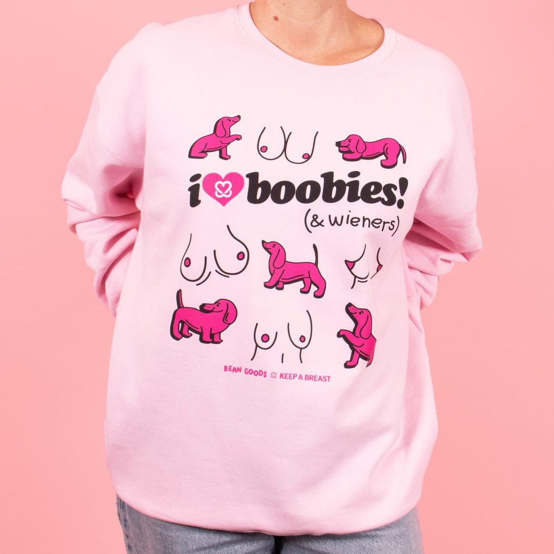 i love boobies x wieners unisex crew sweatshirt - bean goods