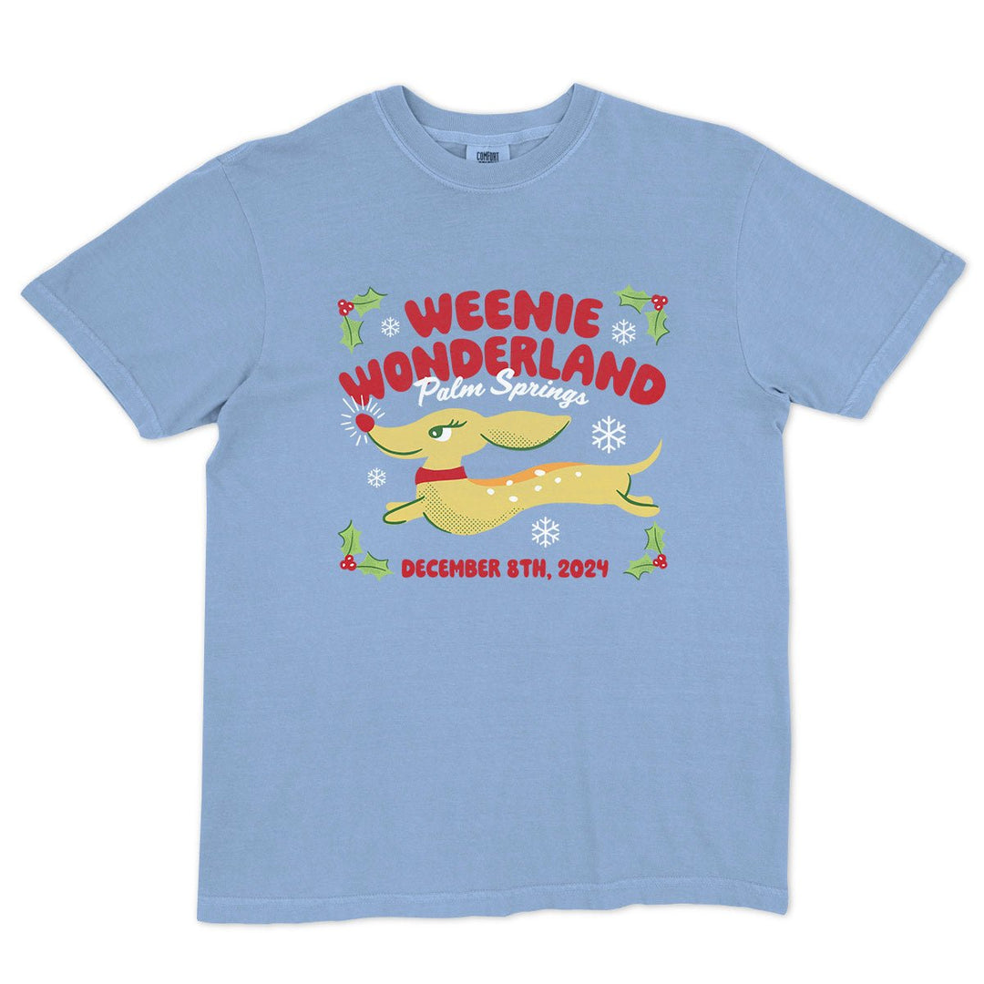 *limited edition* weenie wonderland unisex tee | silverbell blue - bean goods