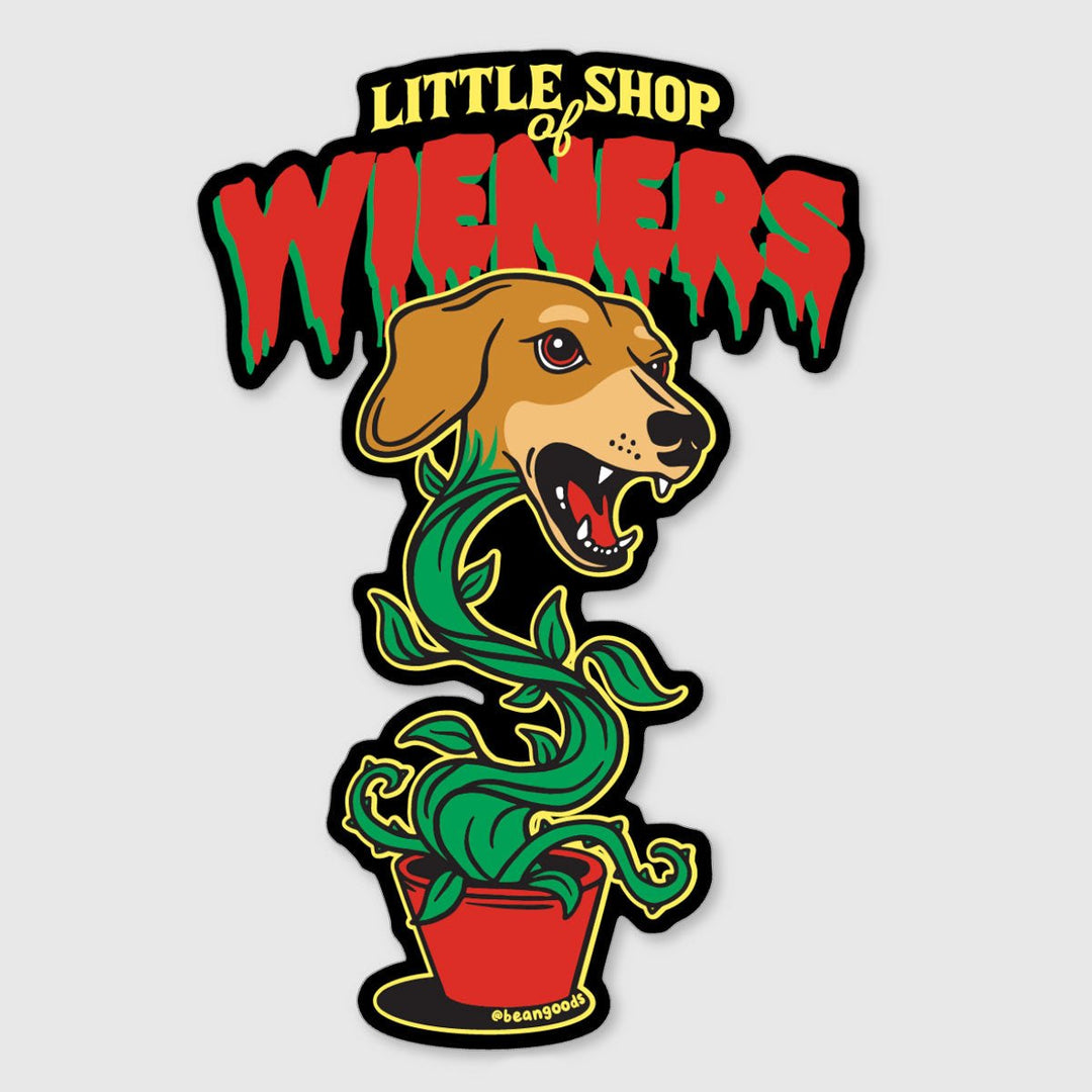 little shop of wieners sticker - bean goods