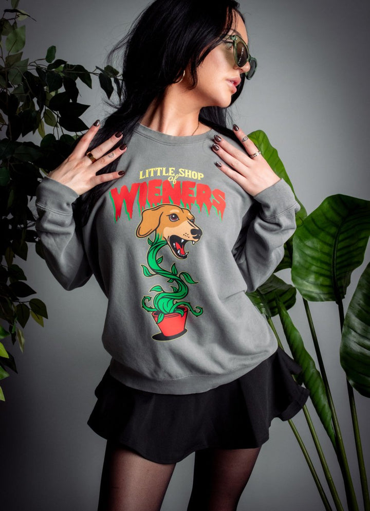 little shop of wieners unisex crew sweatshirt - bean goods