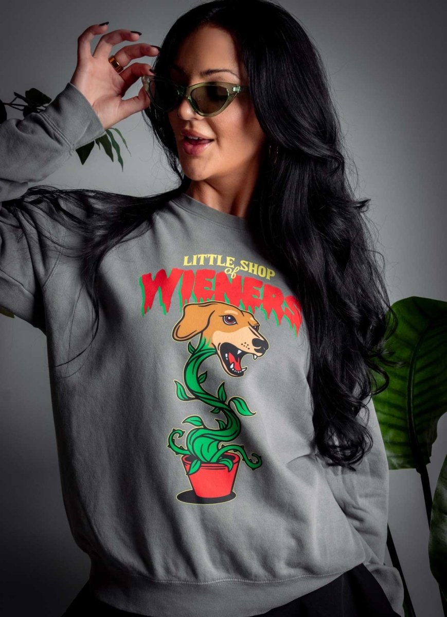 little shop of wieners unisex crew sweatshirt - bean goods
