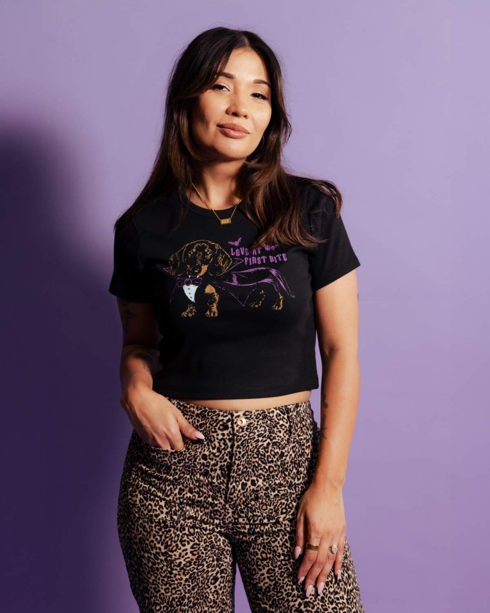love at first bite ribbed cropped tee - bean goods