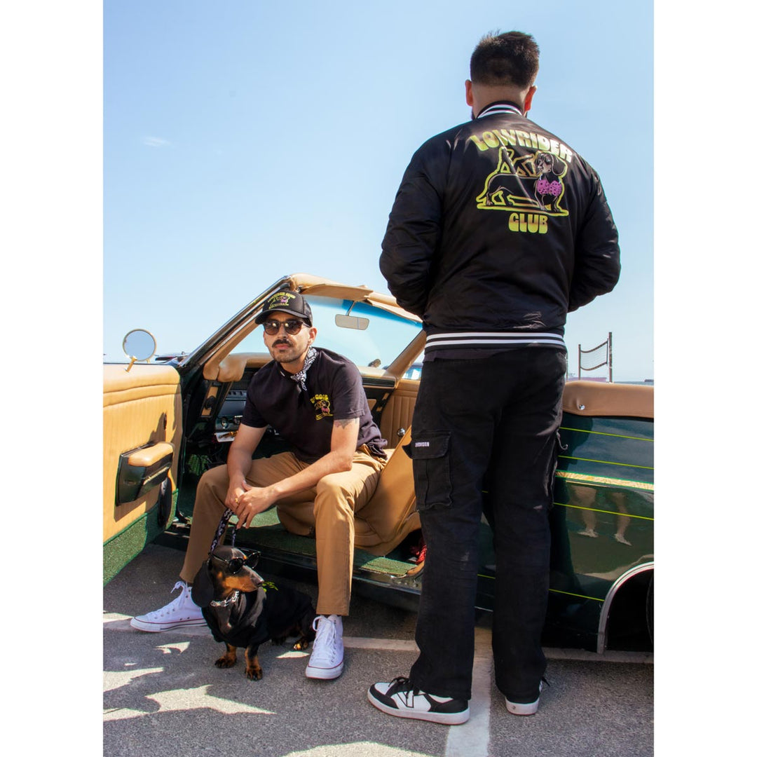 lowrider club unisex varsity bomber jacket - bean goods