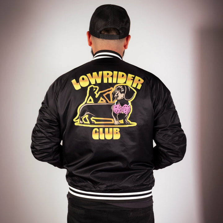 lowrider club unisex varsity bomber jacket - bean goods