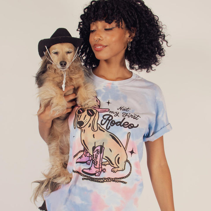 not my first rodeo unisex tie - dye tee | rodeo splash - bean goods