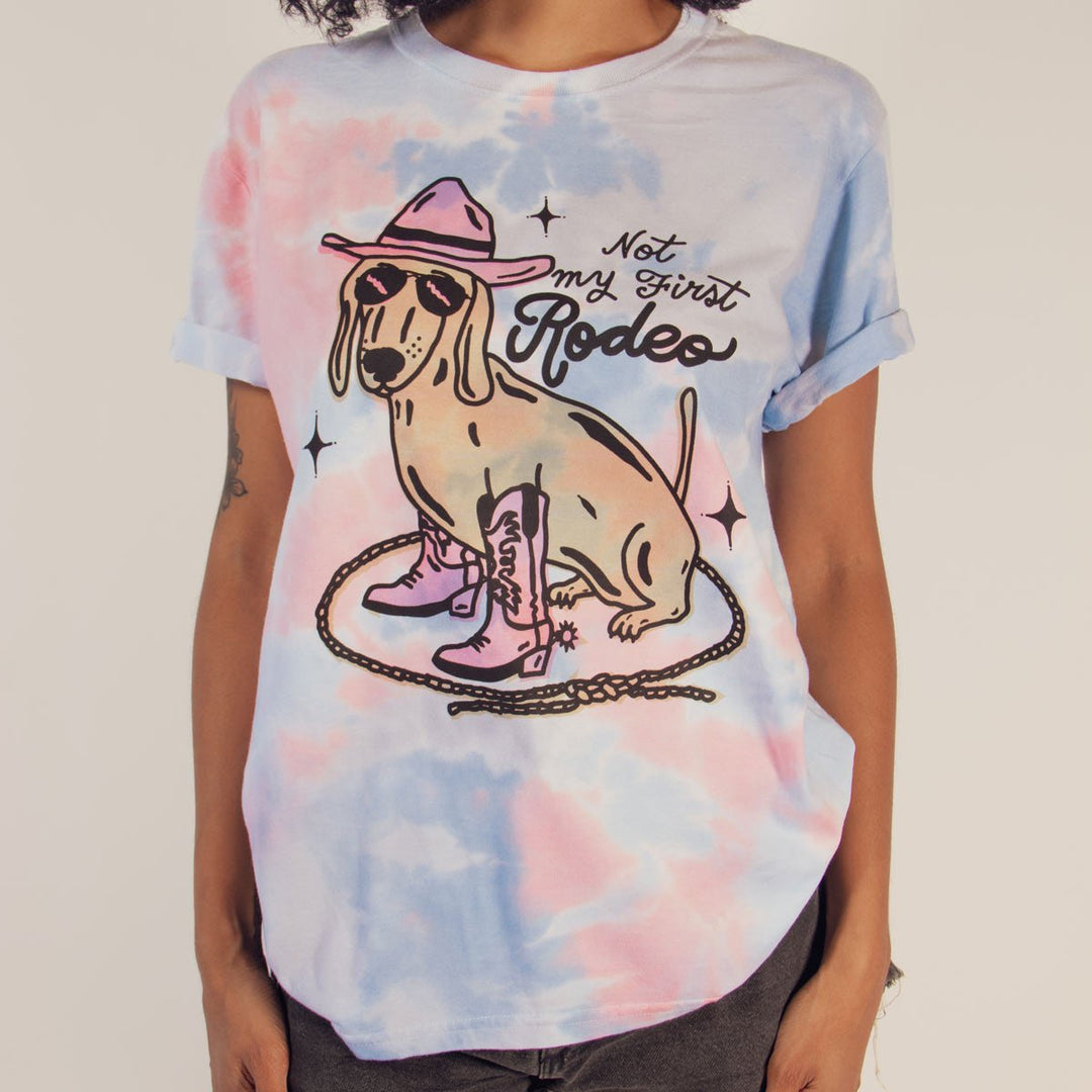 not my first rodeo unisex tie - dye tee | rodeo splash - bean goods