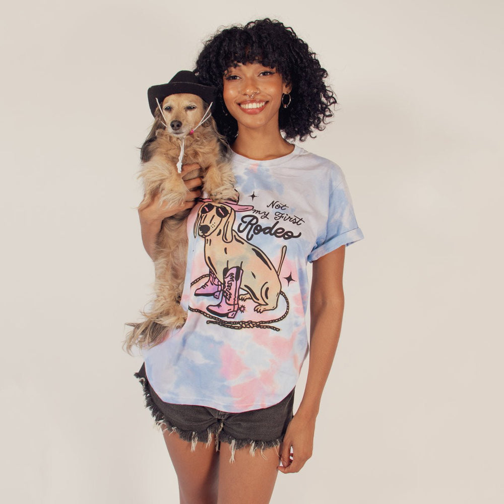 not my first rodeo unisex tie - dye tee | rodeo splash - bean goods