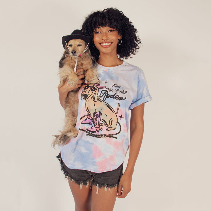 not my first rodeo unisex tie - dye tee | rodeo splash - bean goods