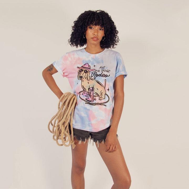 not my first rodeo unisex tie - dye tee | rodeo splash - bean goods