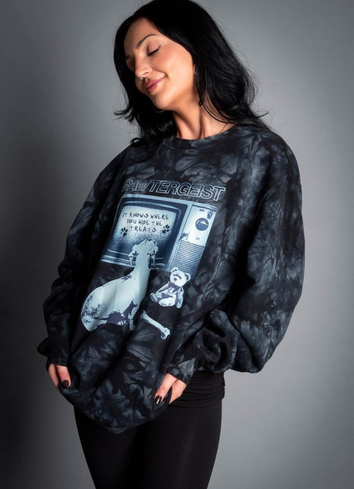 pawtergeist unisex crew sweatshirt | tie - dye - bean goods