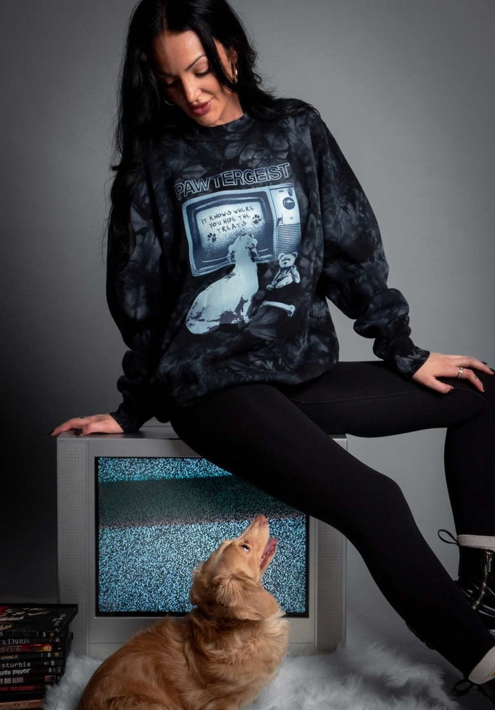pawtergeist unisex crew sweatshirt | tie - dye - bean goods