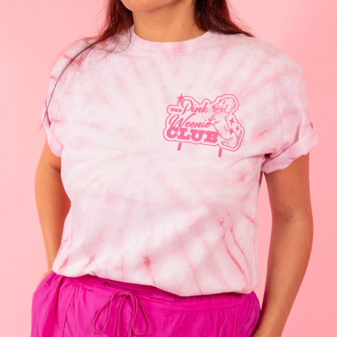 pink weenie club unisex tie - dye tee - bean goods