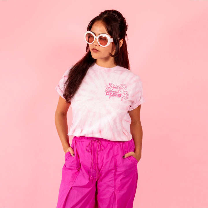 pink weenie club unisex tie - dye tee - bean goods