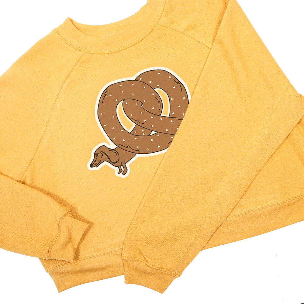 pretzel ween cropped premium crew sweatshirt | mustard - bean goods