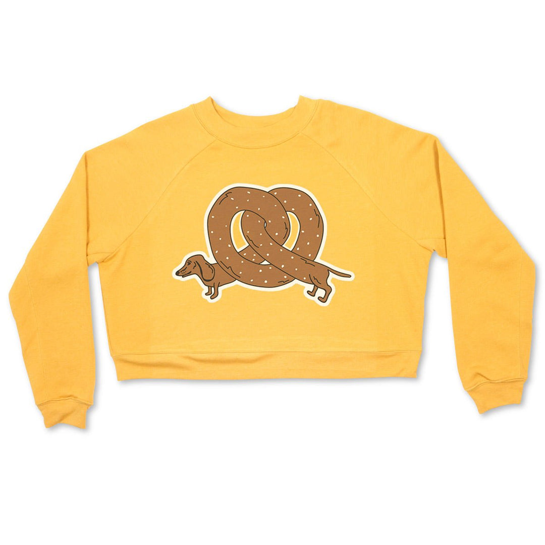 pretzel ween cropped premium crew sweatshirt | mustard - bean goods