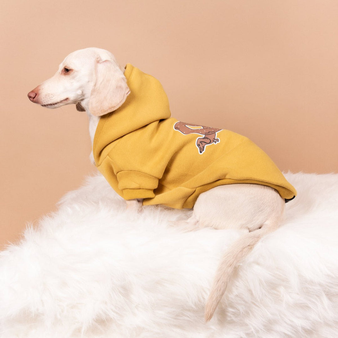 pretzel ween doxie hoodie | mustard - bean goods