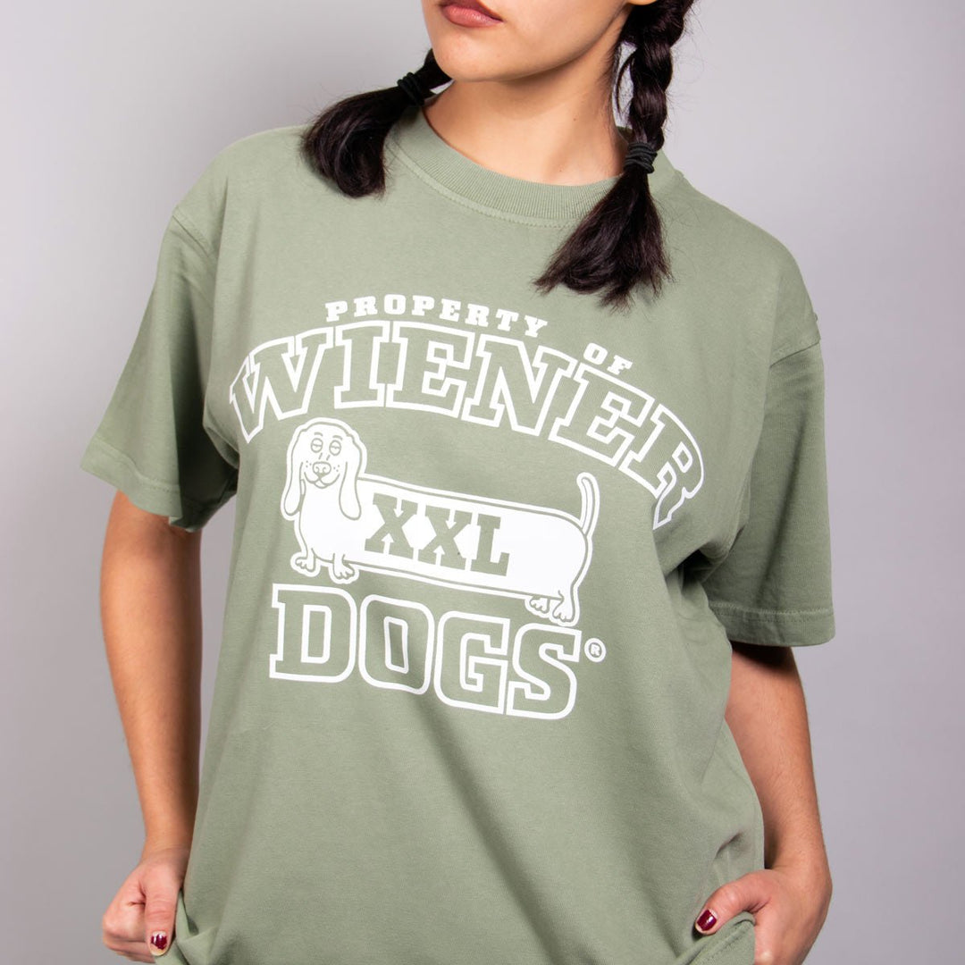 property of wiener dogs unisex boxy tee | sage - bean goods