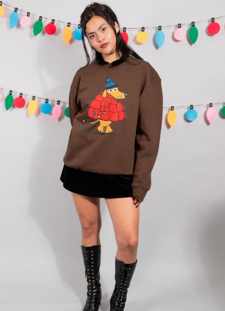 puffer pup unisex premium crew sweatshirt - bean goods