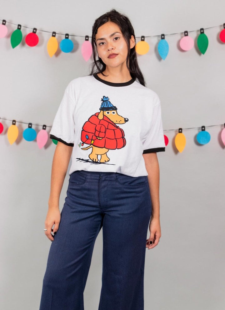 puffer pup unisex ringer tee - bean goods
