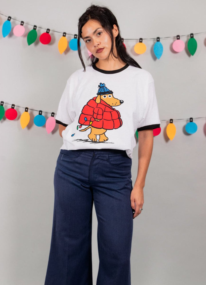 puffer pup unisex ringer tee - bean goods