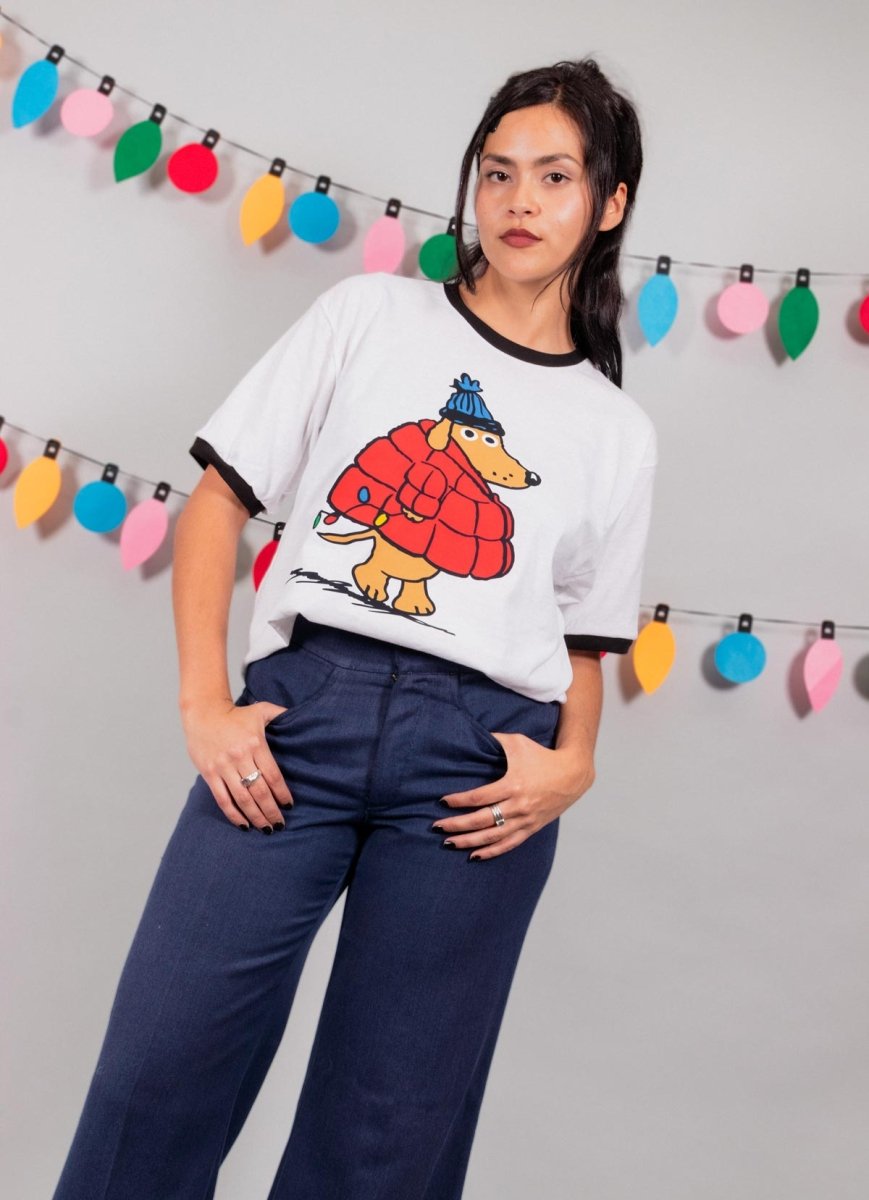 puffer pup unisex ringer tee - bean goods