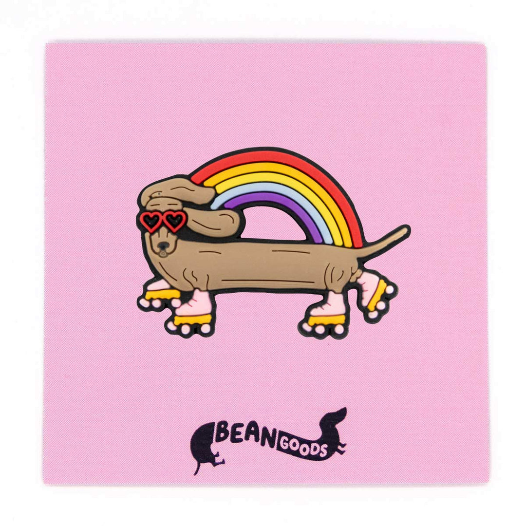 rainbow weenie shoe charm - bean goods