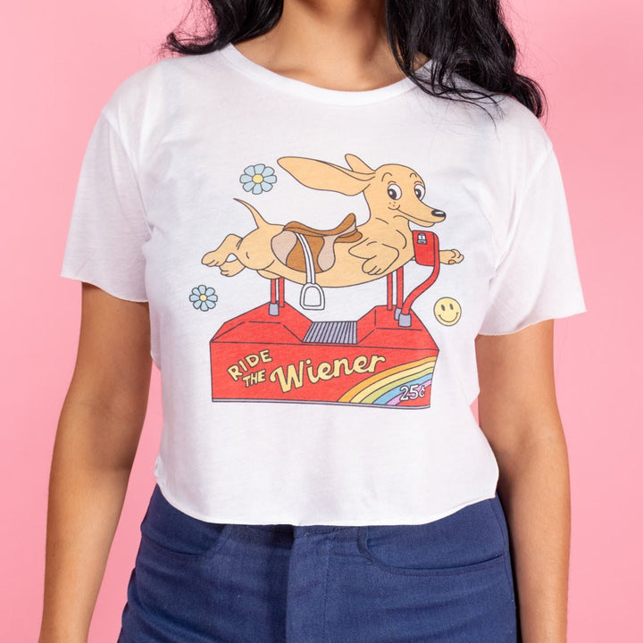 ride the wiener cropped tee - bean goods