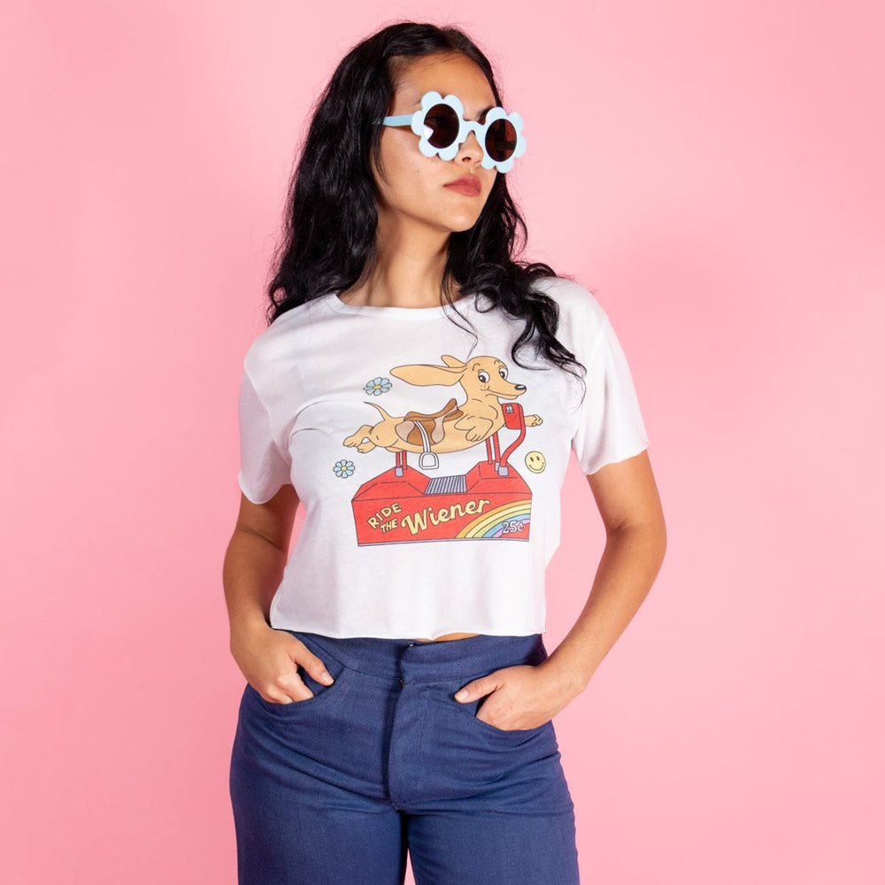 ride the wiener cropped tee - bean goods