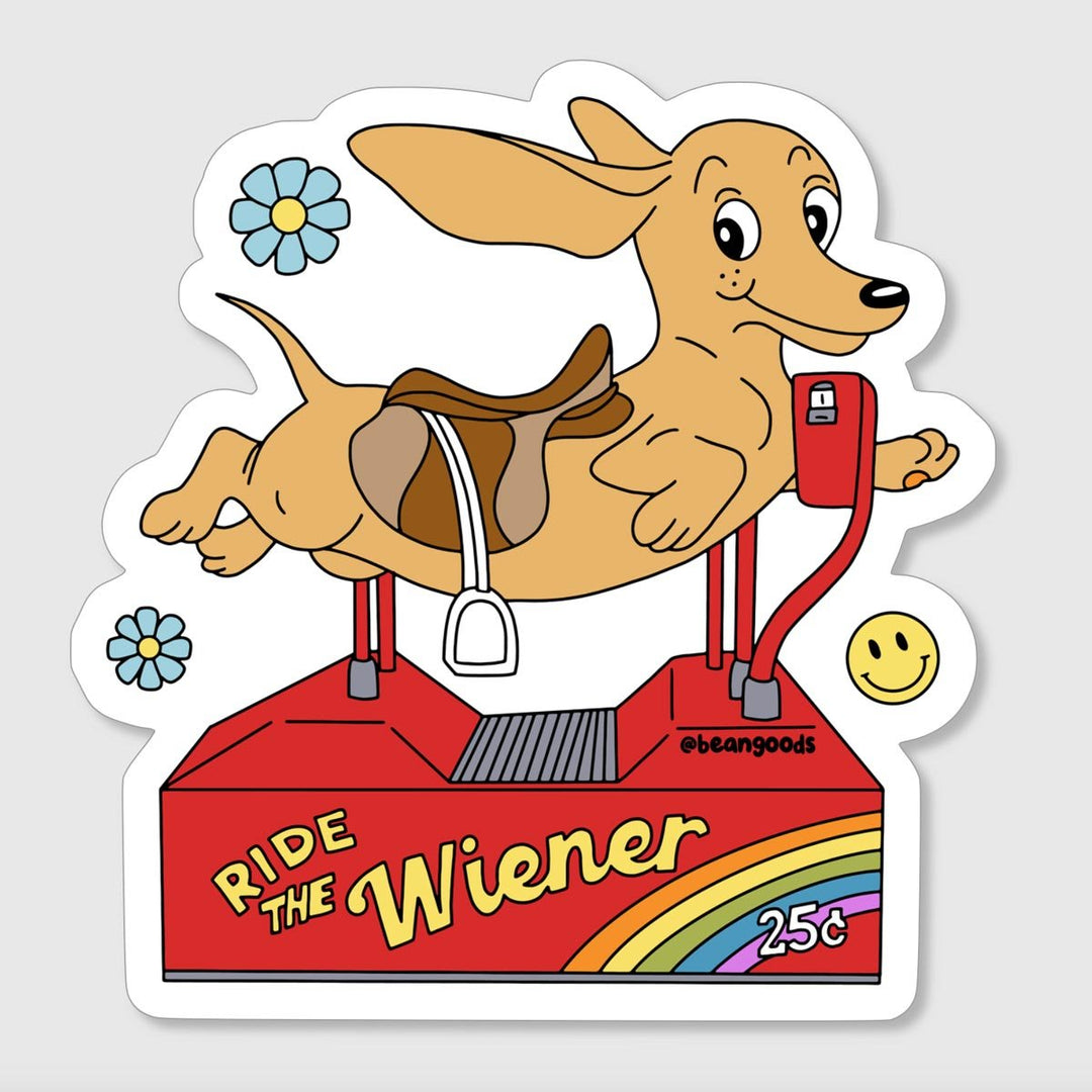 ride the wiener sticker - bean goods