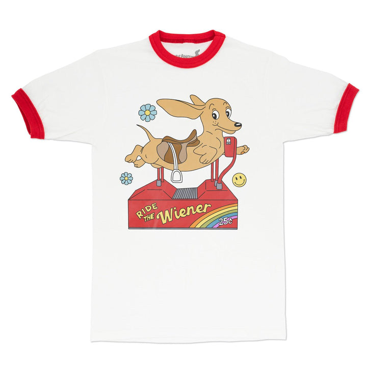 ride the wiener unisex ringer tee - bean goods