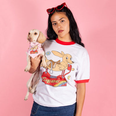 ride the wiener unisex ringer tee - bean goods