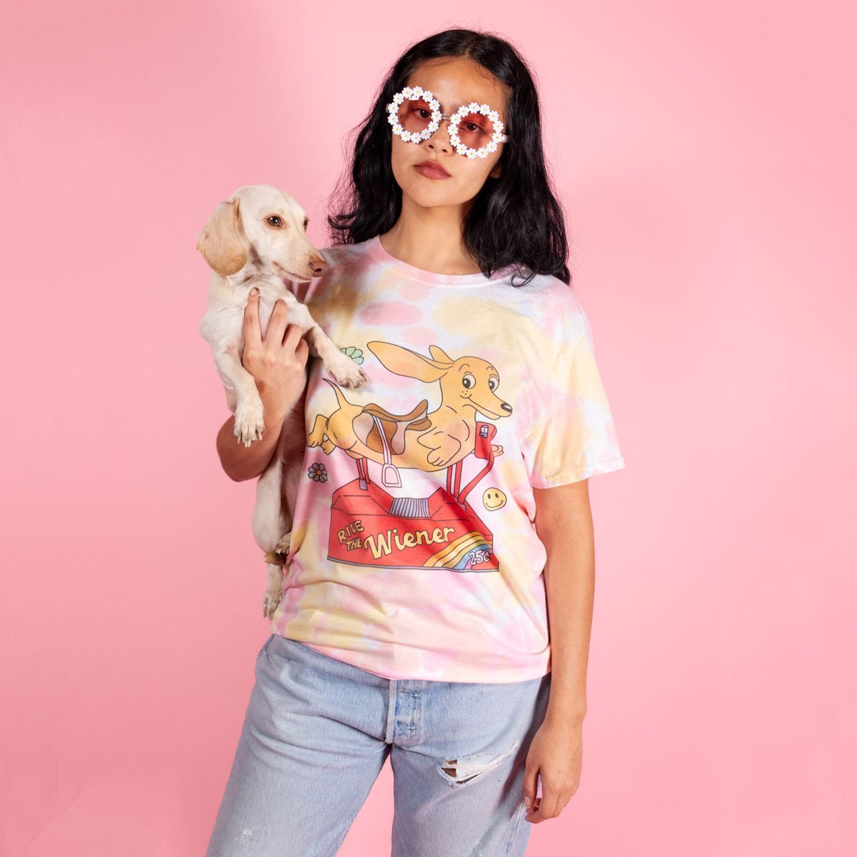 ride the wiener unisex tie dye tee - bean goods