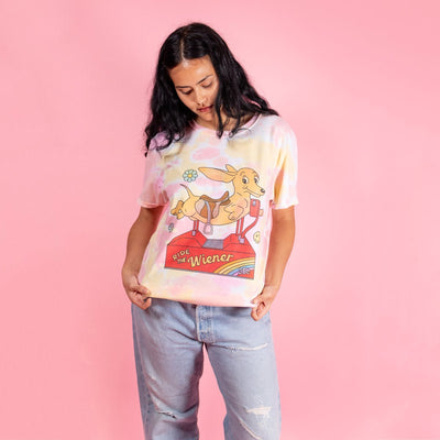 ride the wiener unisex tie dye tee - bean goods