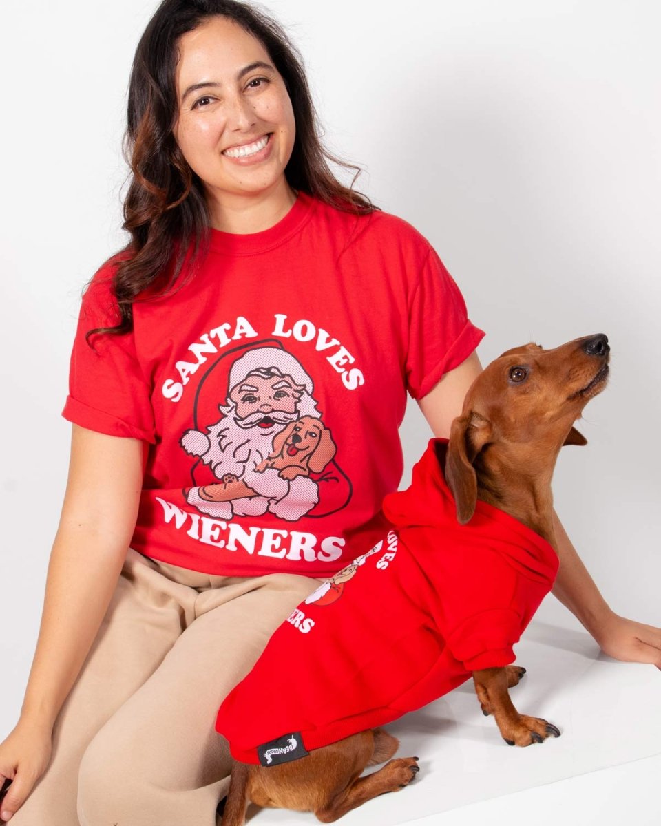 santa loves wieners doxie hoodie - bean goods