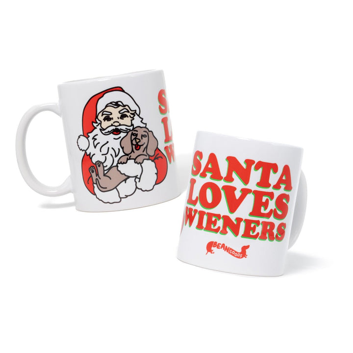 santa loves wieners mug - bean goods