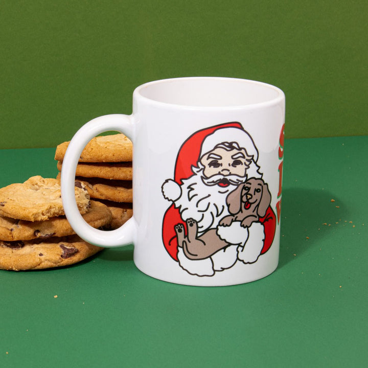 santa loves wieners mug - bean goods