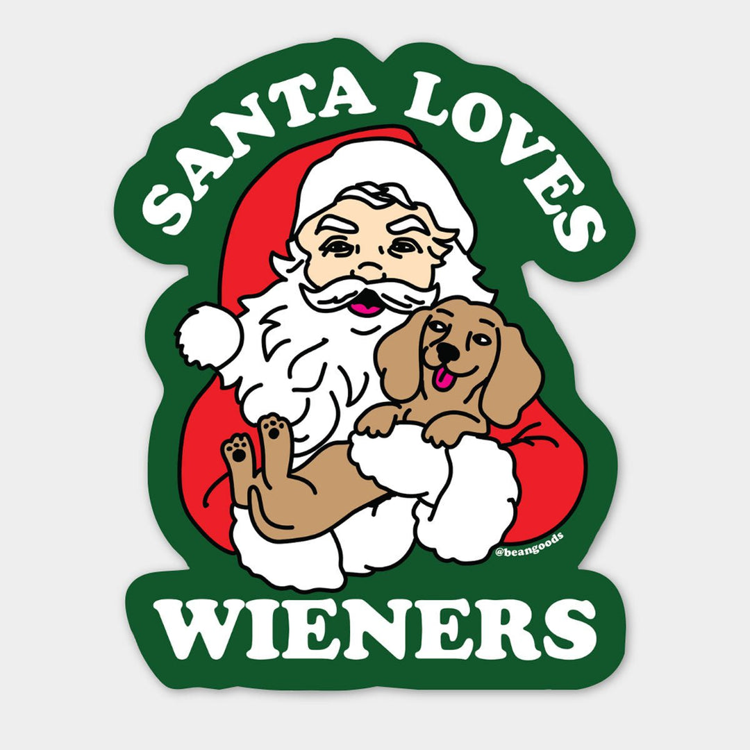 santa loves wieners sticker - bean goods