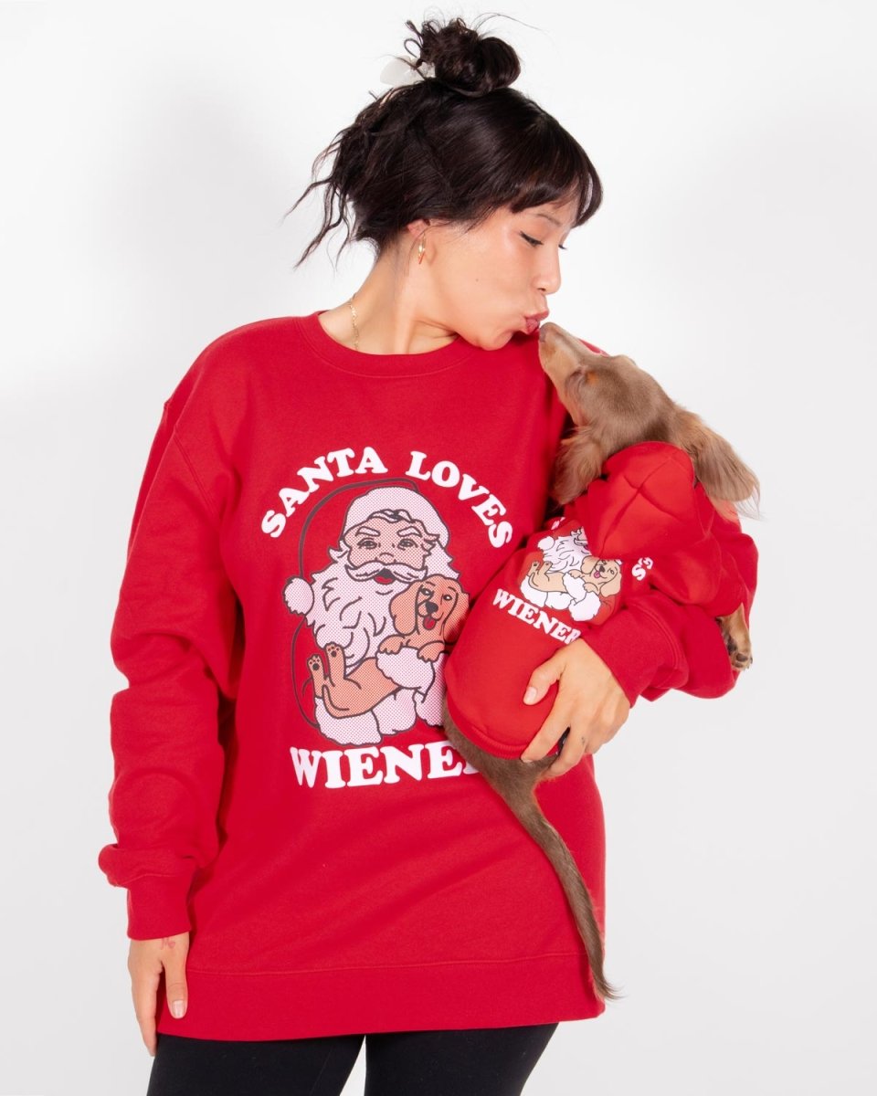 santa loves wieners unisex crew sweatshirt - bean goods