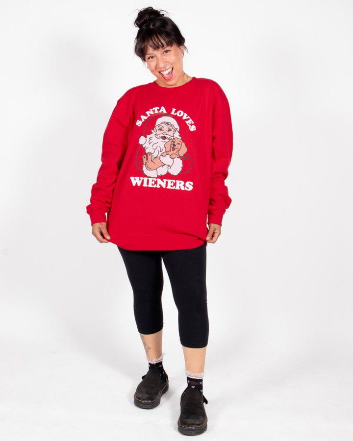 santa loves wieners unisex crew sweatshirt - bean goods