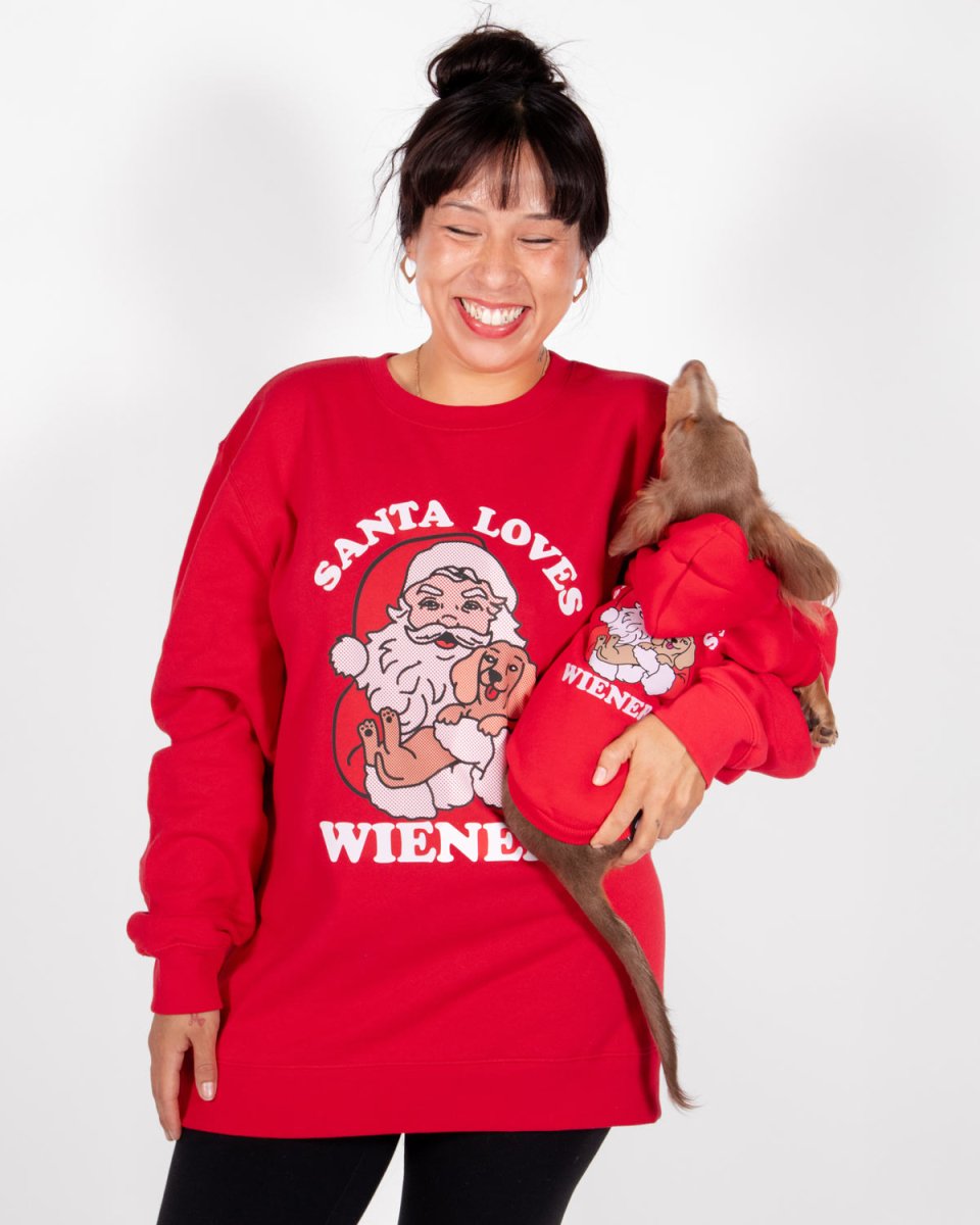 santa loves wieners unisex crew sweatshirt - bean goods