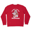 santa loves wieners unisex crew sweatshirt