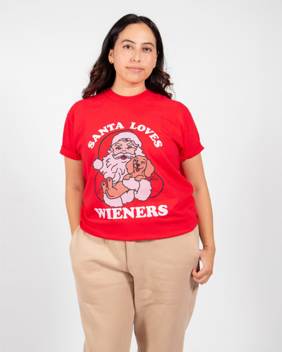 santa loves wieners unisex tee - bean goods