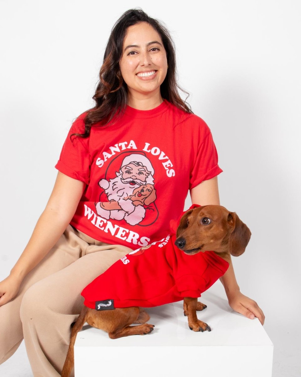 santa loves wieners unisex tee - bean goods