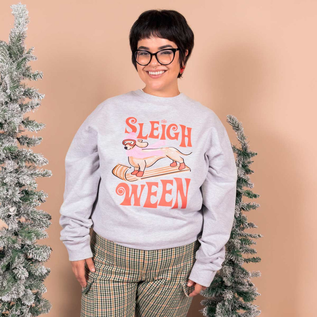 sleigh ween unisex crew sweatshirt | heather grey - bean goods