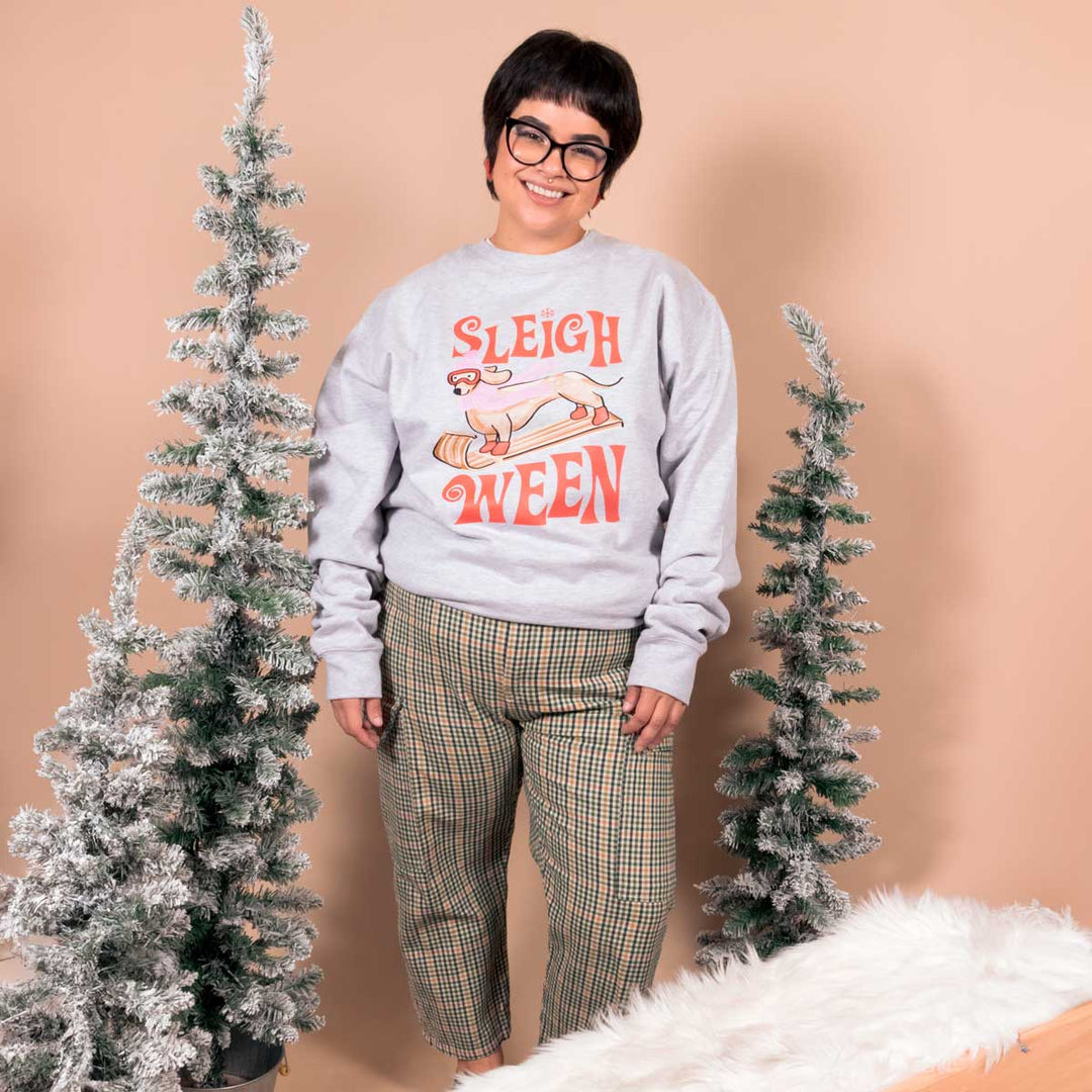 sleigh ween unisex crew sweatshirt | heather grey - bean goods