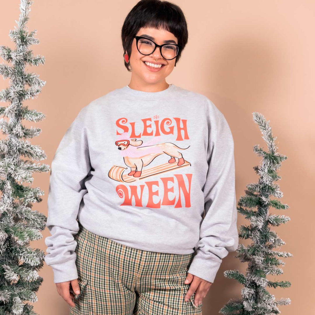 sleigh ween unisex crew sweatshirt | heather grey - bean goods