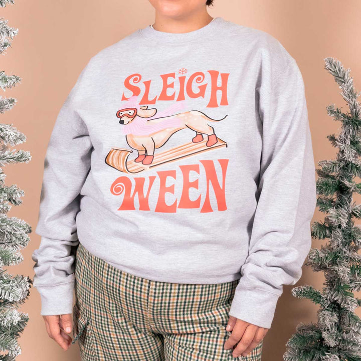 sleigh ween unisex crew sweatshirt | heather grey - bean goods