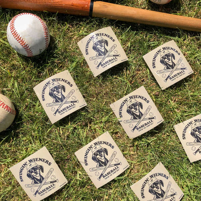 swingin’ wieners baseball club sticker - bean goods